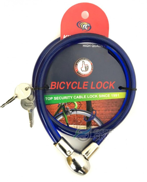 Замок тросовый 12х700 мм, 2 ключа, синий